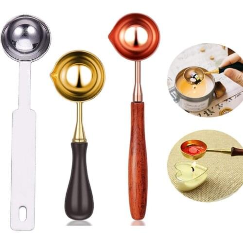 Sealing Wax Spoon Retro Metal Wood Handle Wax Stamping Spoon For Seal Stamp Craft Retro Envelope Wax Seal DIY Sealing Wax Tool
