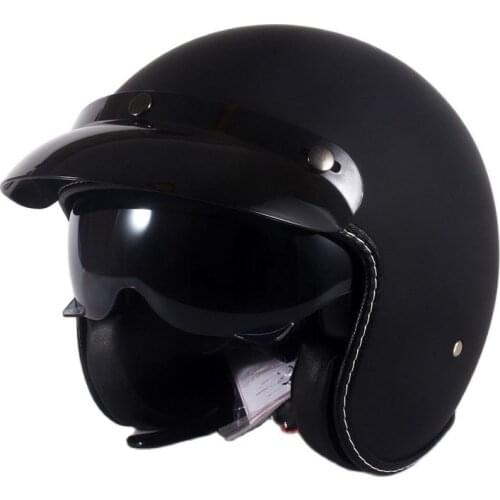 Matte Black Vintage Open Face Half Helmet Motorcycle Helmets Motorcycle Motorbike Vespa Dot Approved With Inner Lens Dot