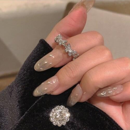 Fashion Silver All Rhinestones Butterfly Rings Dainty Insect Open Adjustable Rings for Women Wedding Luxury Jewlery 2021 New