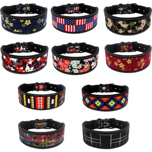 Fashion Reflective Dog Collar Personalized Adjustable Pet Dog Collar Custom Puppy Cat Collars For Medium Large Dogs