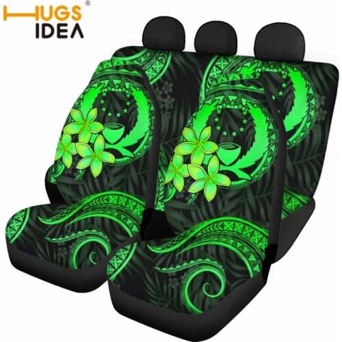 Polynesian Pohnpei Tribal Tattoos Design Car Seat Covers Set，Full Set of Front Back Auto Seat Accessories for Cars/Sedan