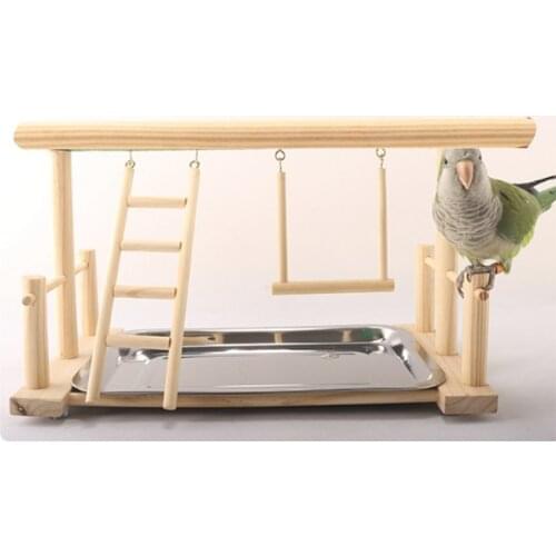 Bird standing parrot training frame bird playground with food tray pet supplies bird toys wooden climbing training parrot toys