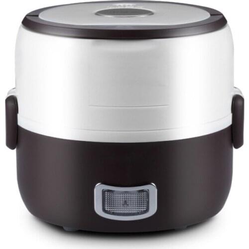 Newest 2 in 1 Portable Lunch Box Electric Rice Cooker Multifunction Mini Rice Cooker (1.3L) - Brown