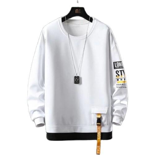 New Spring And Autumn Comfortable Mens Brand O-neck Casual Pullover Solid Color Letter Printed Long-sleeved Top Sportswear