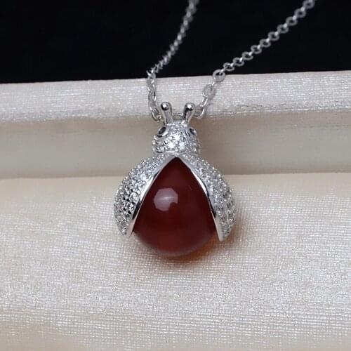 Bee Shape 925 Sterling Silver Necklace Chain with Pendant Findings Base Jewelry Parts Fittings for Pearls Corals Jades Stones