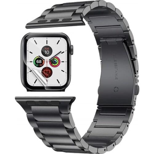 Pulseira + TPU film for apple watch 5 4 strap HD Clear Screen Protector Bubble Free Cover 40mm 44mm correa for iwatch watchbands