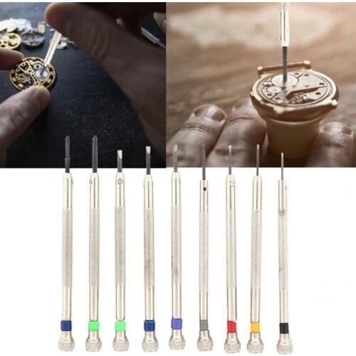 Professional 9Pcs 0.6mm-2.0mm Watch Screwdriver Kit Tools with a round base for storing screwdrivers for Watch Repairing Tool l