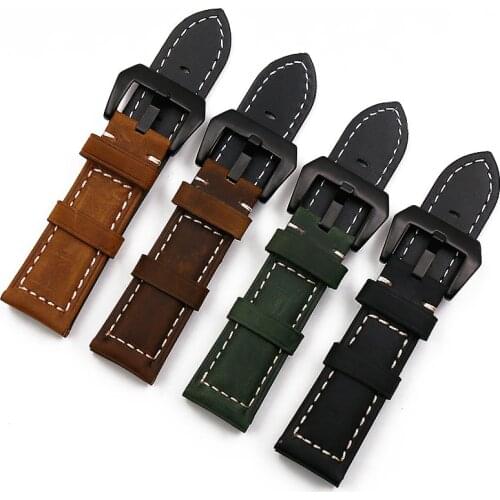 Leather strap mens watch accessories pin buckle belt for Panerai leather strap 20mm22mm24mm26mm sports waterproof strap women