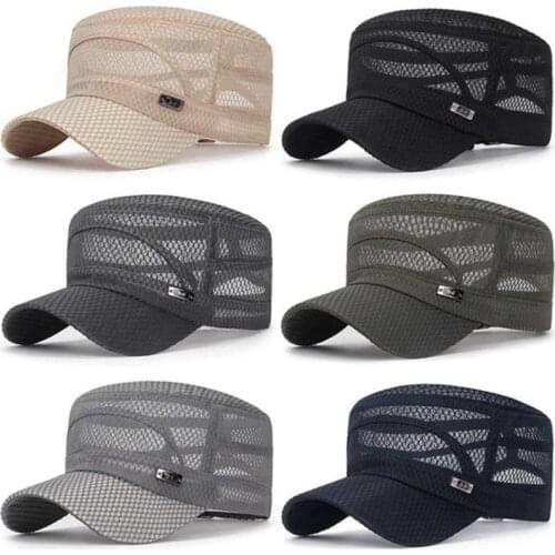 Summer Unisex New Flat Top Hat Men Casual Breathable Shading Net Caps Ladies Outdoor Sun Protection Hat