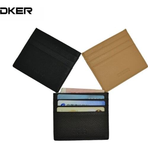 DKER Slim Card Holder Womens Leather Credit Card Wallet Thin Leather Credit Card Case Package for Men