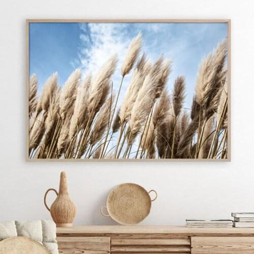 Bohemia Soft Plants Wall Art Print Beauty Pampas Grass In the Sky Canvas Painting Poster and Picture for Living Room Home Decor