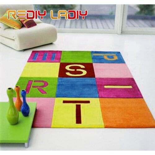 Latch Hook Rug Crocheting Cushion Mat Colorful Words Tapestry Kits Acrylic Yarn Pre-Printed Canvas DIY Carpet Rug Arts & Crafts