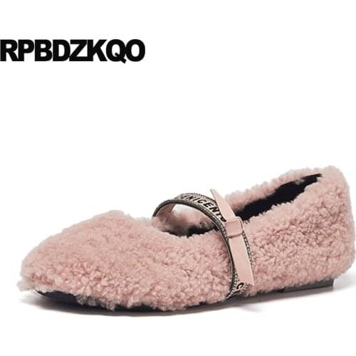 Designer shoes women luxury 2019 fashion lightweight ladies pink casual slip on flats winter round toe fur chinese china black