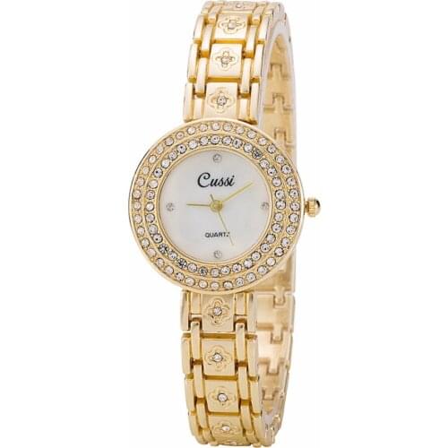 WA186 CUSSI Women Bracelet Watches Flower Luxury Rhinestone Ladies Dress Watches Quartz Wristwatches relogio feminino Gift