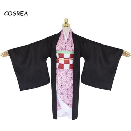 Anime Demon Slayer Kamado Nezuko Cosplay Costumes Kimetsu no Yaiba Women Pink Kimono Halloween Costumes for Women