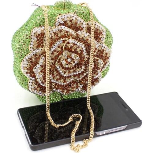 XIYUAN Bridal wedding party purse women evening party bag sunflower diamond luxury clutches elegant crystal round ball purses