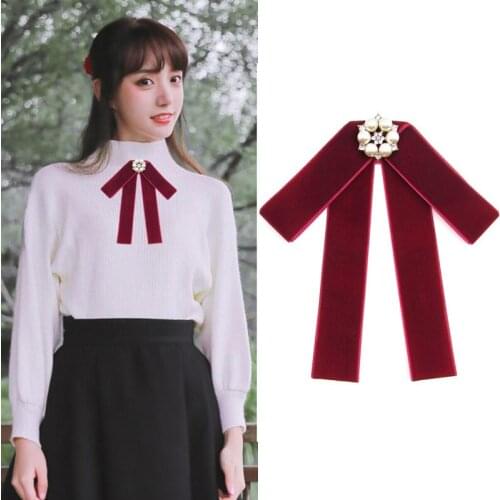 Sweet and Elegant Velvet Bow Tie Womens Collar Flower Daily College Style Shirt Neckline Accessories Handmade Jewelry