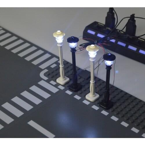 1pcs City Accessory Street light Can Shine LED USB Building Blocks DIY Garden Toy Compatible All Brands