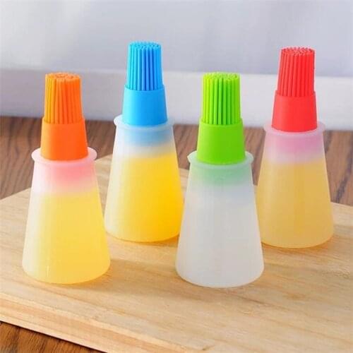 1 Pcs Portable Silicone Oil Bottle with Brush Grill Oil Brushes Liquid Oil Pastry Kitchen Baking BBQ Tool Kitchen Tools for BBQ