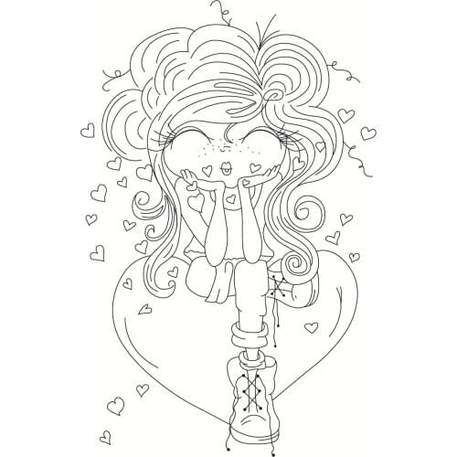 10x8 Girl sitting on top of caring Transparent Clear Stamps Silicone Seals for DIY scrapbooking photo album Card Making