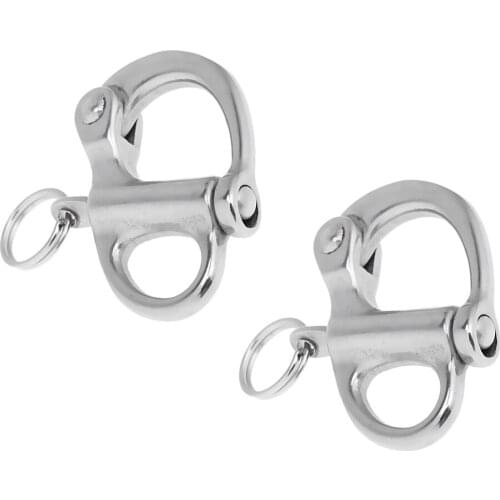 2 Pieces / Pack 32mm Fixed Bail Snap Shackle - Marine Grade 304 Stainless Steel - Boating/Sailing/Yacht Accessories