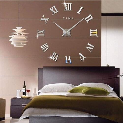 2019 Free Shipping Roman Wall Clock Mirror 3D Fine Timepiece Promotion Home Decor Large Quartz Clocks Fashion Modern Clock Watch