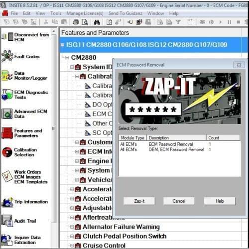 2019 NEW INSITE 8.5.2 +unlocked keygen Electronic Service Tool with Zapit ECM pass remove+fleet calibration flash ecm