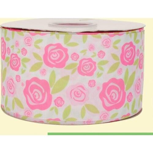 3" inch 75 mm 7.5cm pinky rose free shipping printed grosgrain ribbons