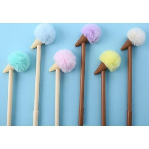 30PCS Primary School Students Creative Furry Signature Pen Ice Cream Cute Mini Realistic Color Ice Cream Cone Gel Pen Stationery