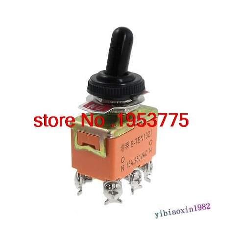 5pcs AC 250V 15A ON/ON 2 Position DPDT Toggle Switch with Waterproof Boot