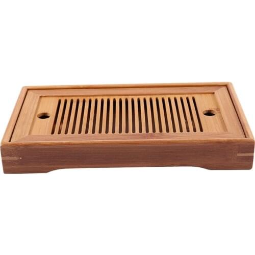 Bamboo Tea Trays Kung Fu Tea Accessories Tea Tray Table With Drain Rack 25X14X3.5Cm Chinese Tea Serving Tray Set