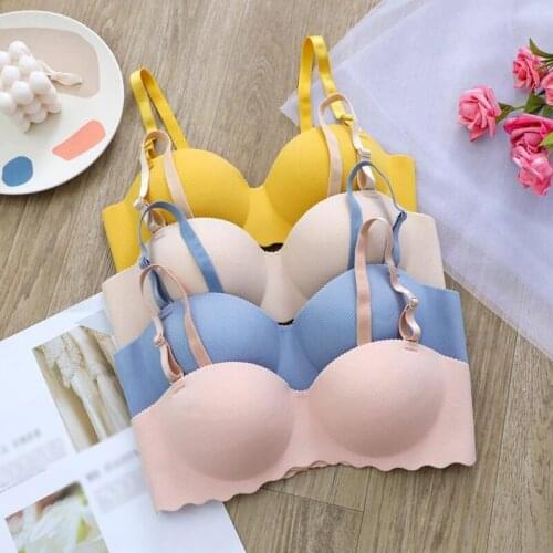 Invisible Seamless Bra For Women Push Up Bra Strapless Underwear Breathable Bra Convertible Straps Candy Color