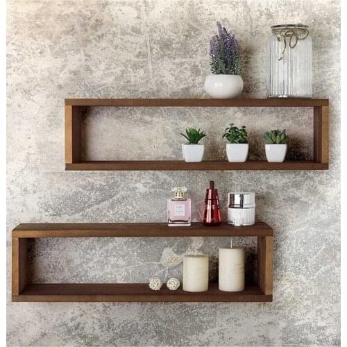 Wooden 2-Piece Solid Decorative Box Shelf Bookcase Flower Holder