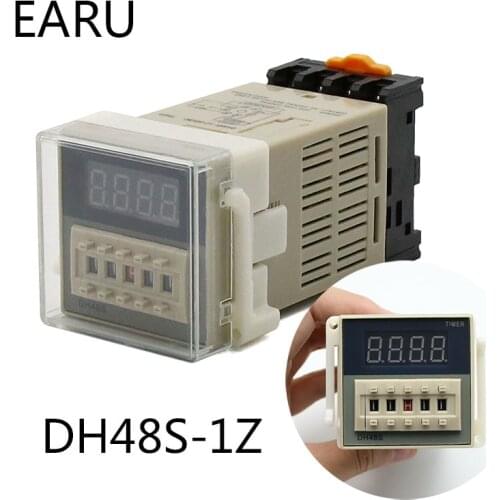 DH48S-1Z Digital LED Programmable Timer Time Relay Switch DH48S 0.01S-99H99M DIN RAIL AC110V 220V DC 12V 24V with Socket Base