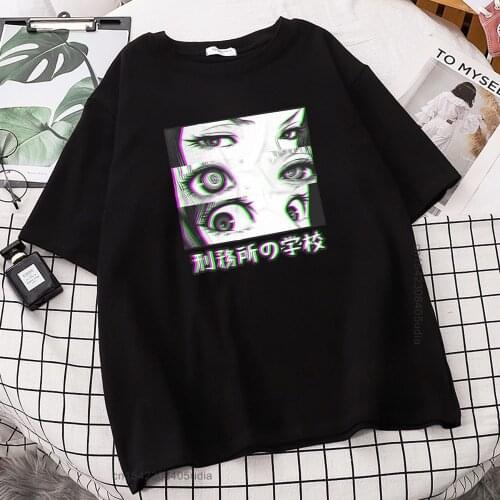 Prison School Eyes Sad Japanese Anime Aesthetic Tshirt Men Funny T Shirt Summer Brand Short Sleeve Tshirt Hip Hop Tops