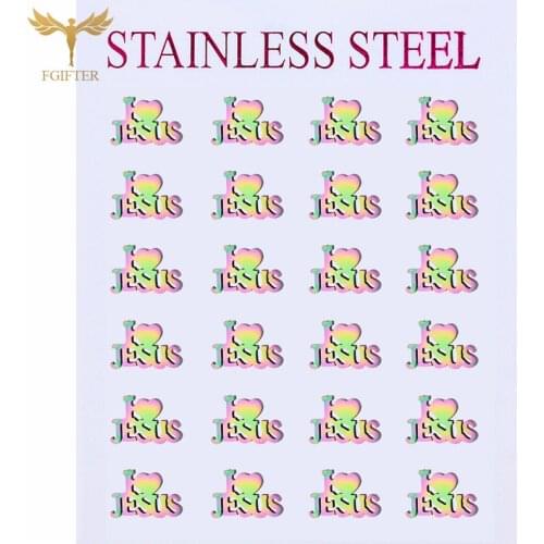 Christ Jewelry Jesus Letter Stud Earrings Men and Women Stainless Steel Ear Accessories Personalized Heart-shaped Design Jewelry