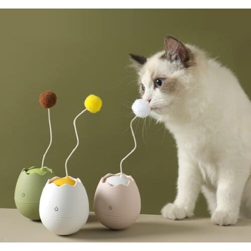 Pet Cat Interactive Eggshell Rolling Ball Toy Funny Cats Stick Training Electric Rotating Tumbler Pets Automatic Toys Ball