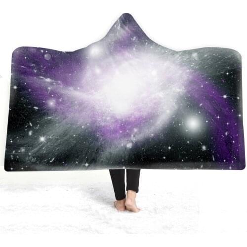 Star Sky Cashmere Hooded Office Comfortable Travel Portable Shawl Blanket Thickened Double Layer Plush Printed Magic Cape