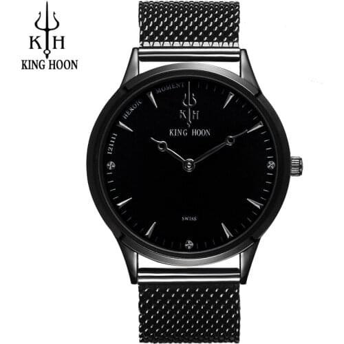KH New Top Luxury Watch Men Brand Mens Watches Ultra Thin Stainless Steel Mesh Band Quartz Wristwatch Fashion casual watch