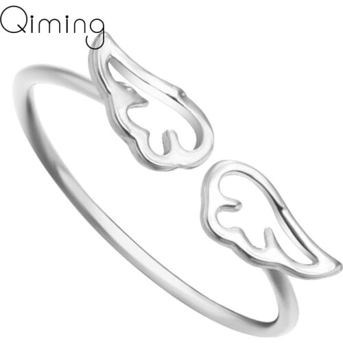 Fashion Gold Angel Wings Ring Adjustable Feather Ring Women Fashion Charming Wedding Finger Open Ring Statement Jewelry Bague