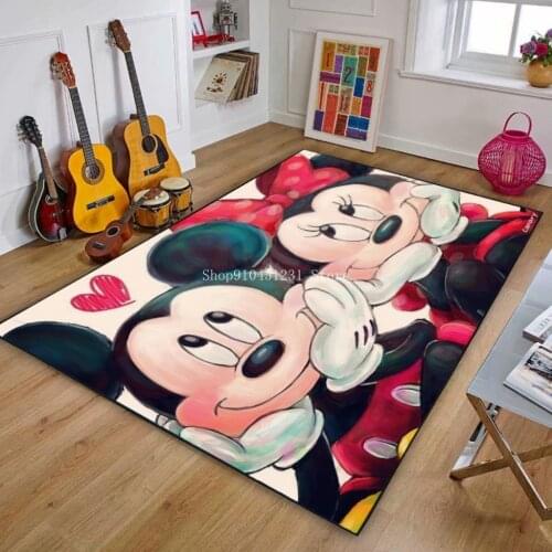 Disney Mickey Minnie Mat Dining Room Carpet Rugs Bedroom Door Mat Wood Board Print Carpets Kitchen for Living Room Playmat