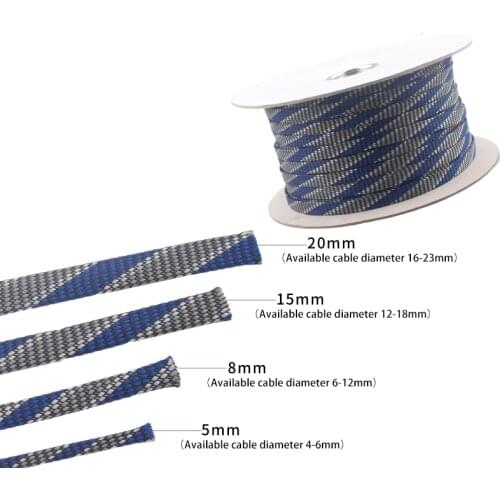 Ice Blue Gray Audio Line Protector Shock Absorption Network Signal Cable Speaker Wire Power Cable Shielding Net