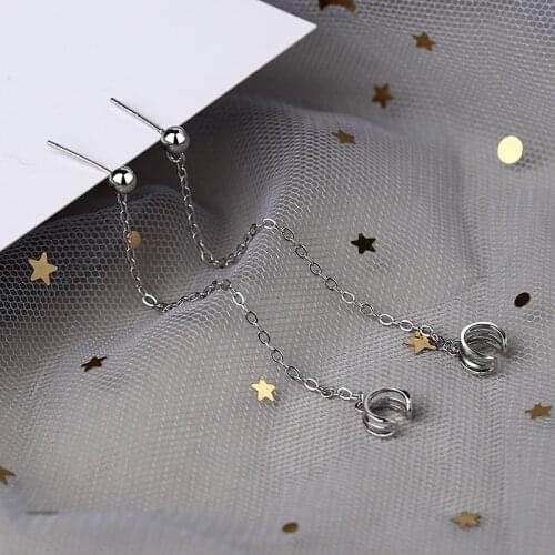 Luckydays Trendy Geometric Tassel Clip Earrings For Women Simple No Pierced Ear Cuff Chain Earrings Fashion Jewelry Party Gift