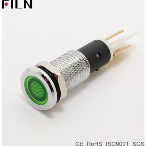 FILN metal pilot lamp indicator signal 10mm red yellow blue green white 12v 24v 110v led light