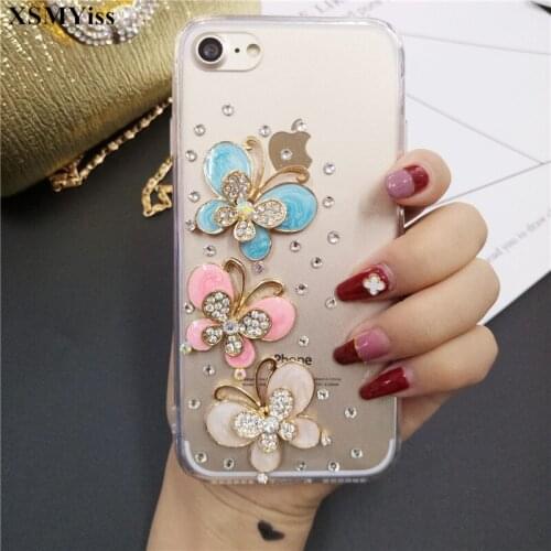 Case For Xiaomi Redmi 7 6 5A 6A Note 7 6 5 MIX3 MAX3 5X 6X Fashion Bling Rhinestone diamond Butterfly Phone Case Soft Back Cover