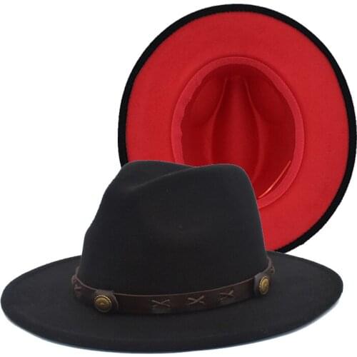 New Fedora Hat Women Cowboy Jazz Hat Unisex Belt Wide Brim Winter Keep Warm Panama Party bowler Hat F107