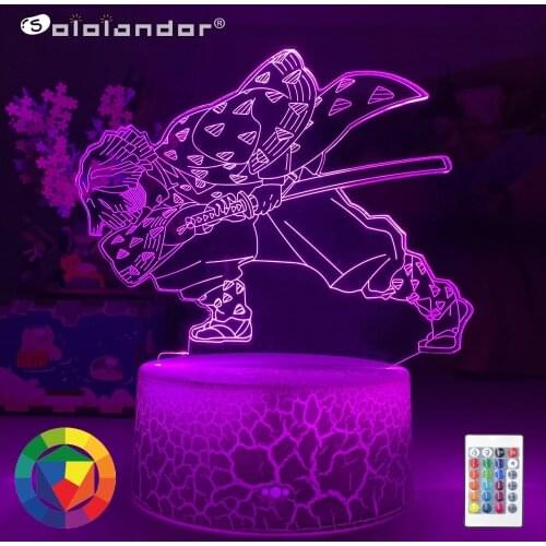 New 3D Led Night Light Anime Demon Slayer Agatsuma Zenitsu Figure for Kids Child Bedroom Decor Cool Kimetsu No Yaiba Lamp Gifts