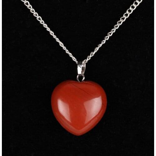 Natural Red Pink Jaspers Quartz Point Necklace Opalite Heart Crystal Black obsidian Healing Stone Chakra Reiki Fashion Jewelry