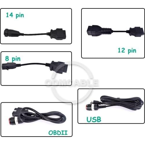 Full cable for vocom diagnostic scanner 88890300 12 pin for renault cables USB cable diagnostic OBDII diagnostic cable