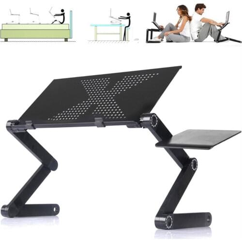 Portable ergonomic lapdesk aluminum portable table stand adjustable folding for tv bed sofa pc notebook table with mouse pad